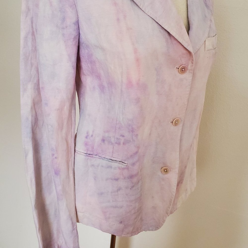 Vince linen painted Blazer 4 6 8 Pink white purple small med work summer travel - Picture 4 of 9